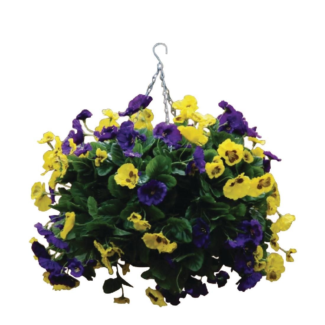 CG573 22" Purple and Yellow Artificial Pansies Ball