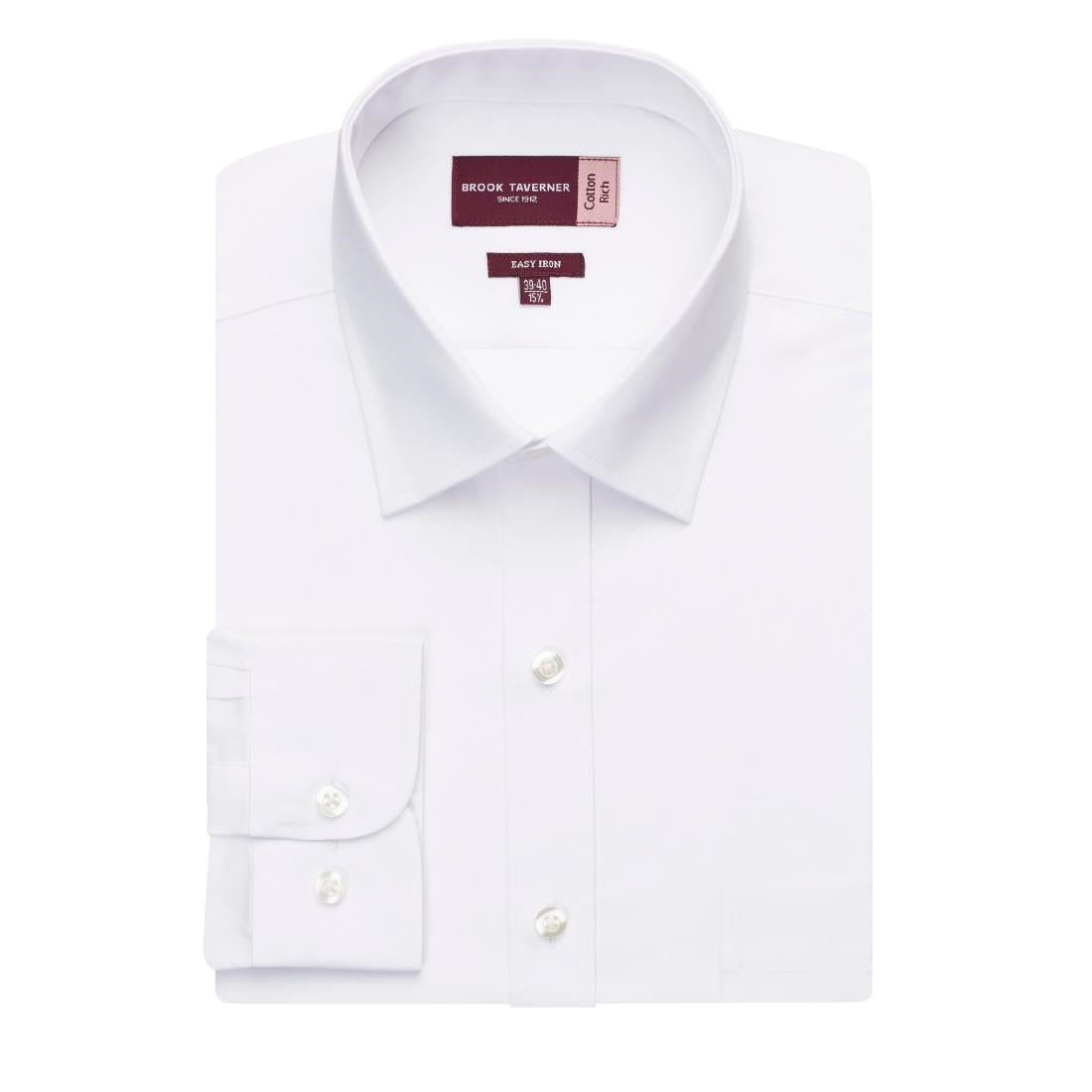 BA084-16 Brook Taverner Mens Rapino Long Sleeve Shirt White 16"