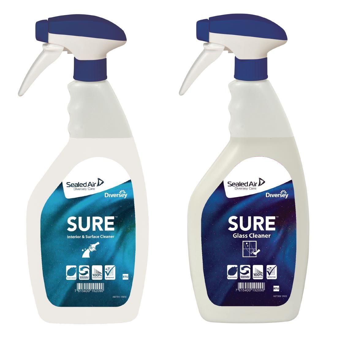 SURE Glass Cleaner / Interior and Surface Cleaner Refill Bottles 750ml (6 Pack)