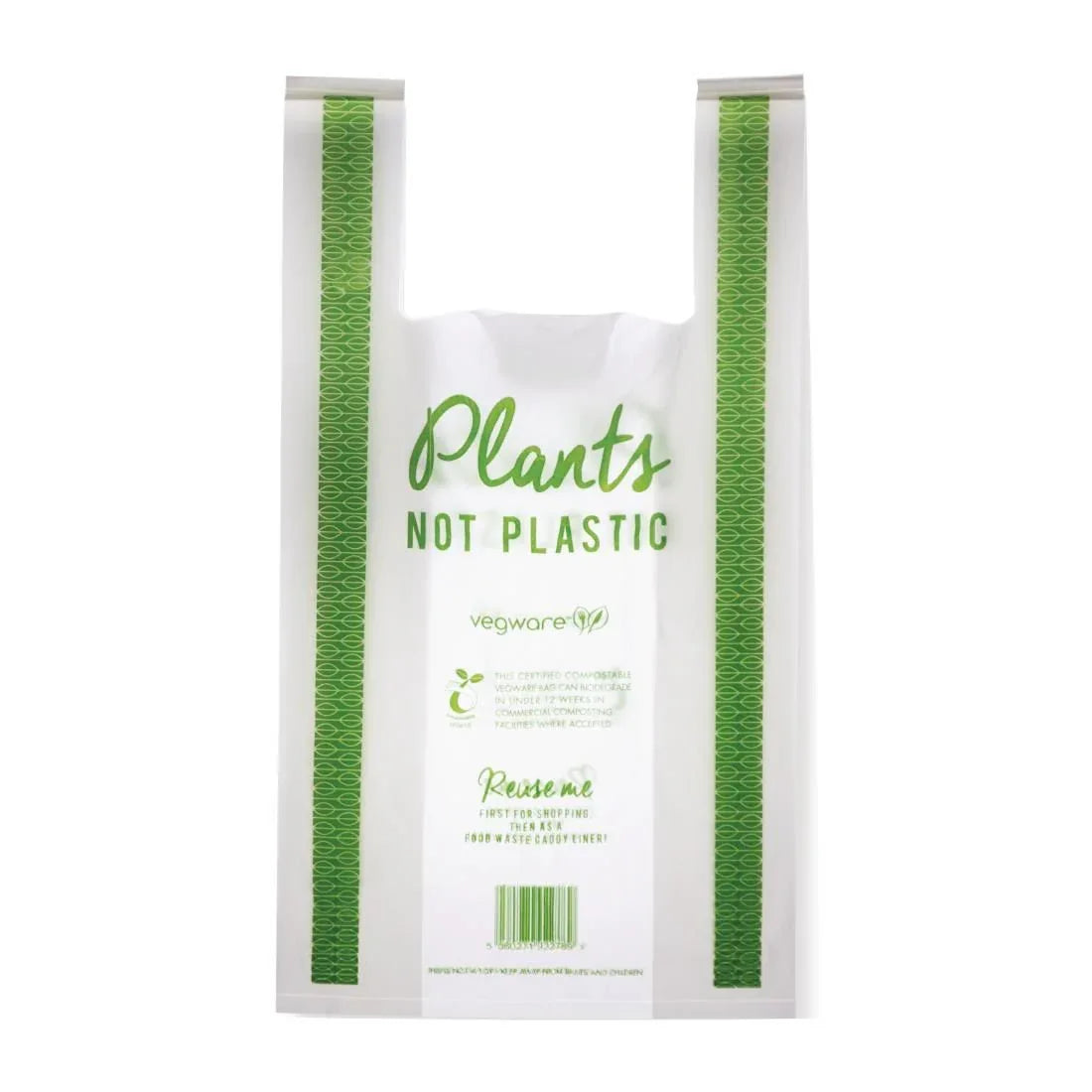 FC892 Vegware Compostable PLA Carrier Bags Medium (Pack of 500) - JD Catering Equipment Solutions Ltd