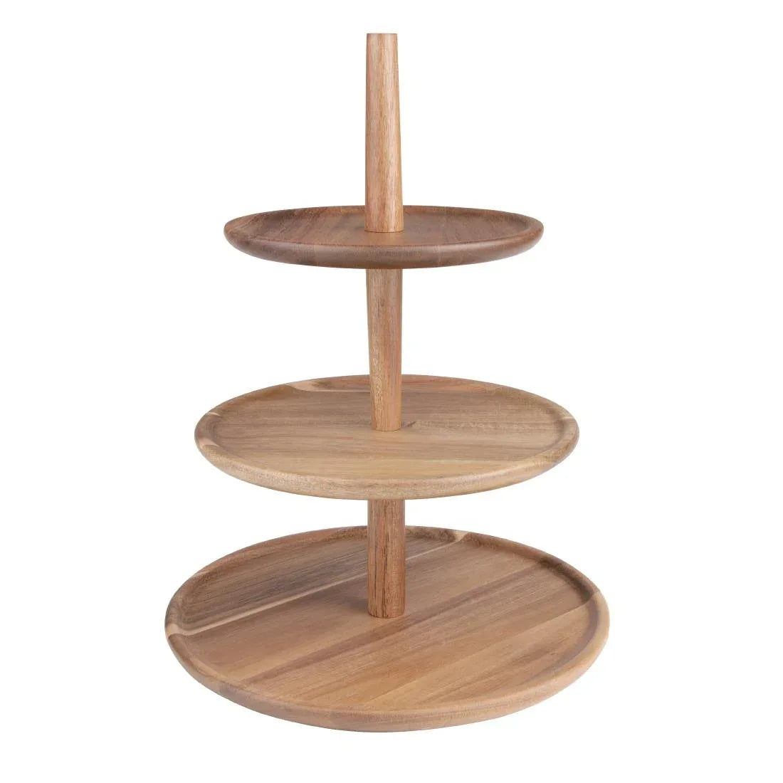 FE152 Olympia Acacia 3-Tier Stand 305(Ø) x 395(H)mm - JD Catering Equipment Solutions Ltd