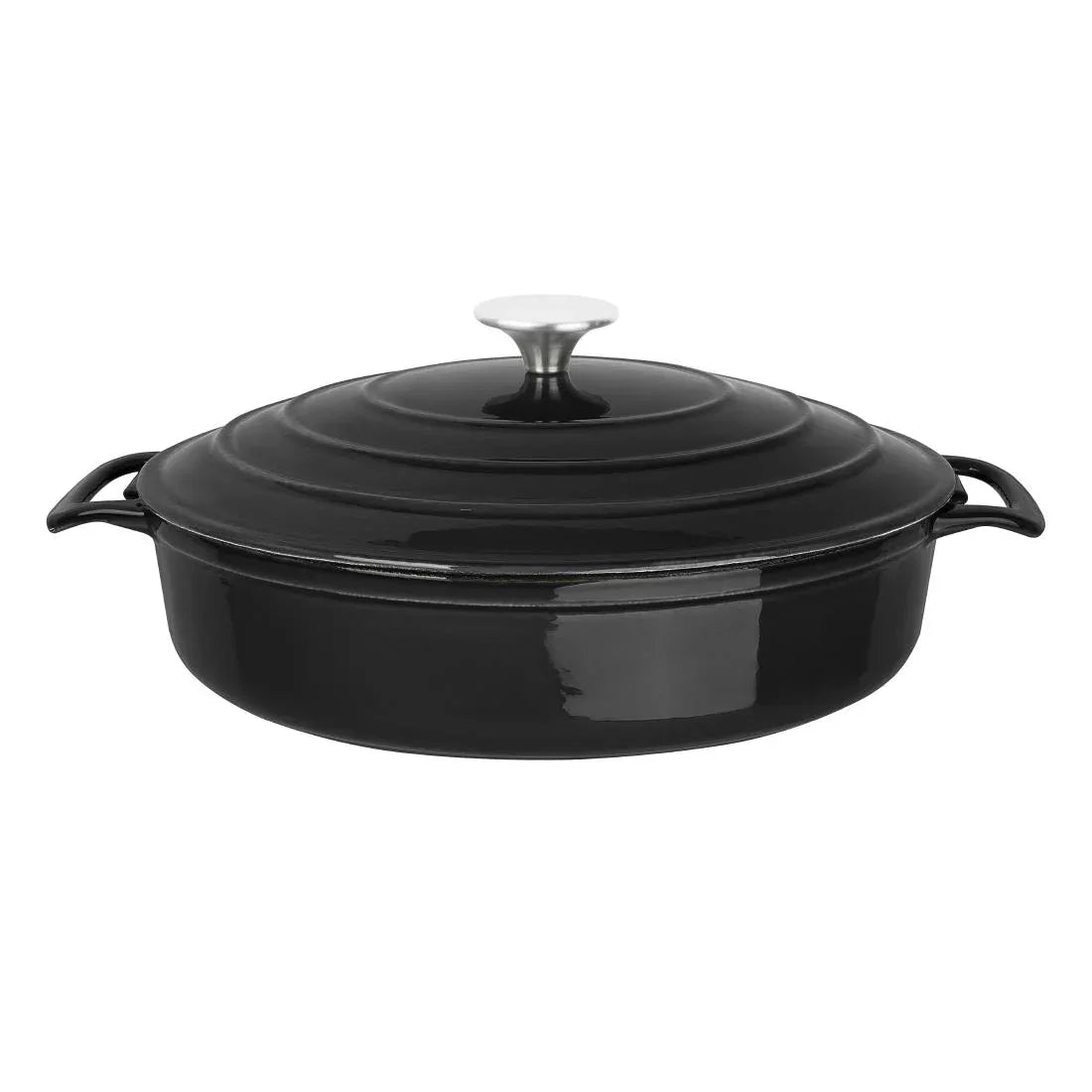 FS477 Vogue Round Sauté Pan Black 3.5Ltr 280(D)x65(H)mm - JD Catering Equipment Solutions Ltd