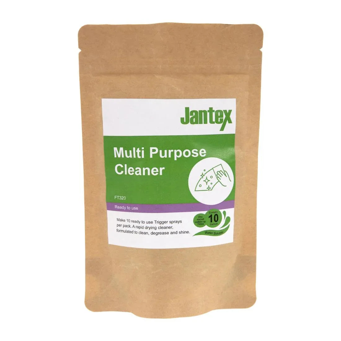 FT320 Jantex Green Multipurpose Cleaner Sachets (Pack of 10) - JD Catering Equipment Solutions Ltd
