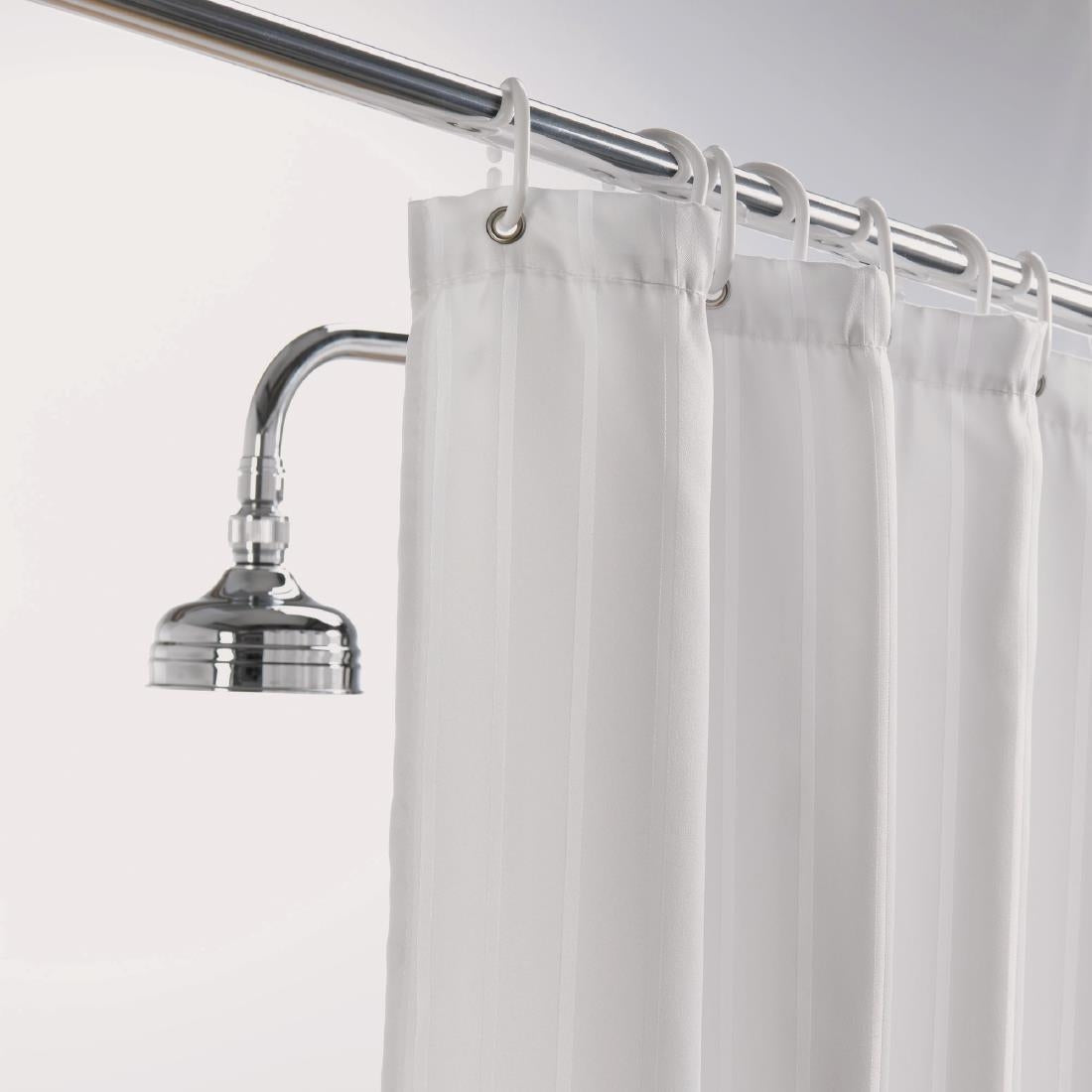 GW413 Mitre Luxury Satin Stripe Shower Curtain White 1780mm