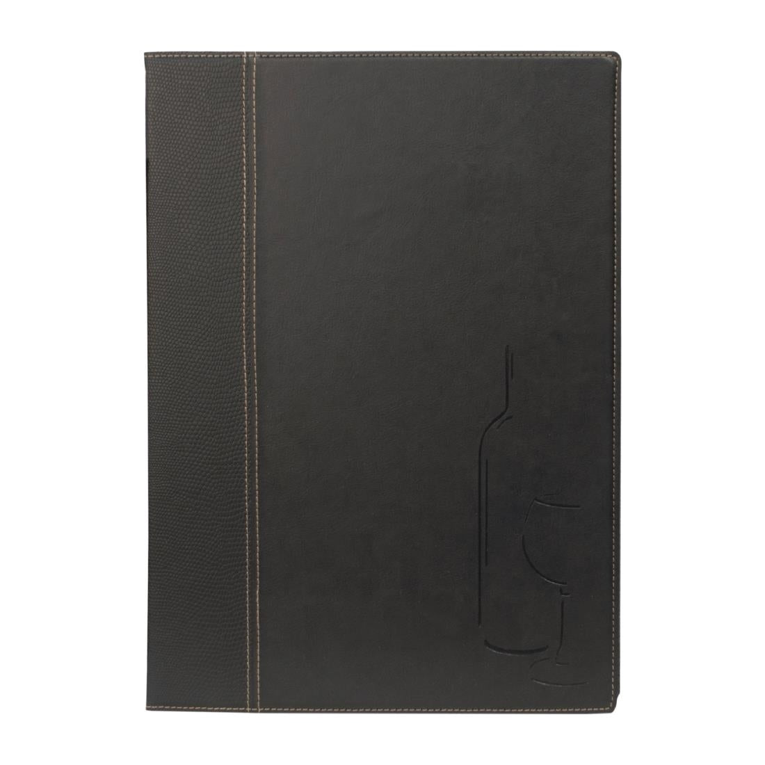 H602 Securit Contemporary Wine List Cover Black A4