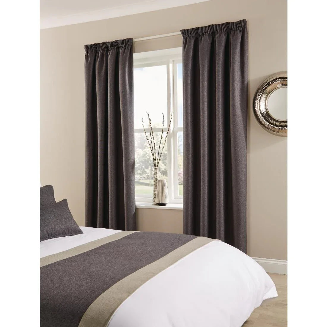 HN280 Comfort Tundra Tape Top Curtains Pewter 130 x 183cm - JD Catering Equipment Solutions Ltd