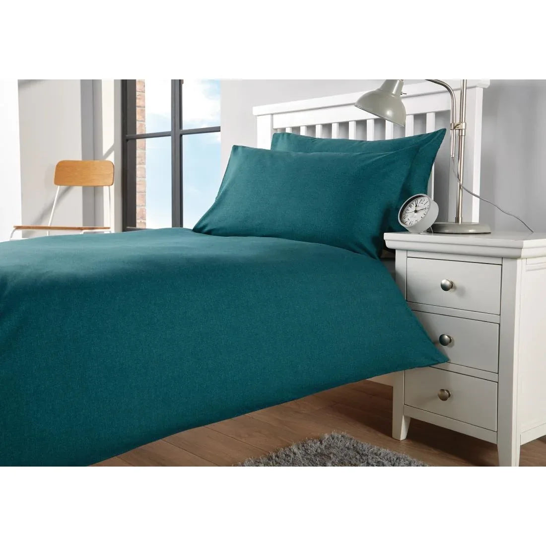 HN835 Mitre Essentials Opal Duvet Cover Open Teal Double - JD Catering Equipment Solutions Ltd