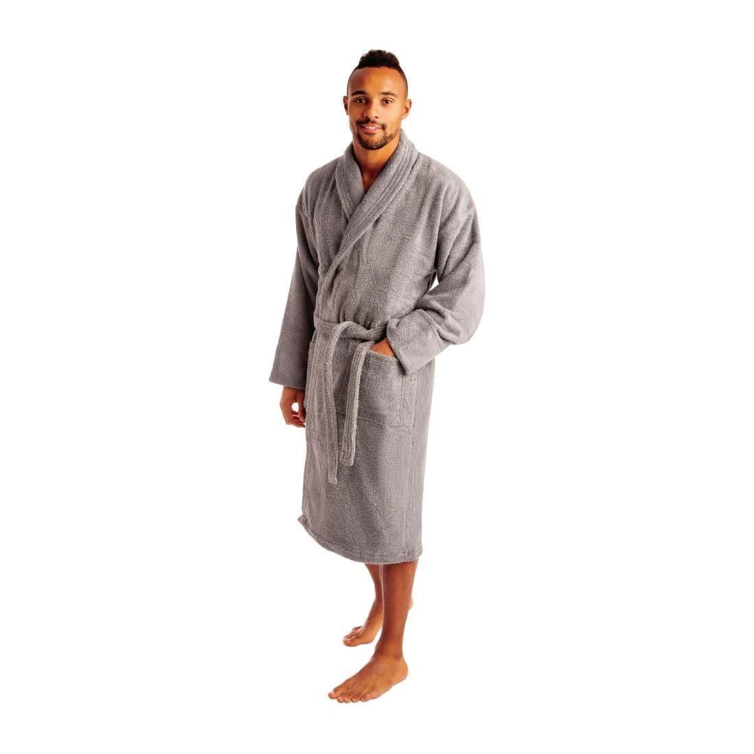 HD236 Luxury Curzon Bathrobe grey - JD Catering Equipment Solutions Ltd