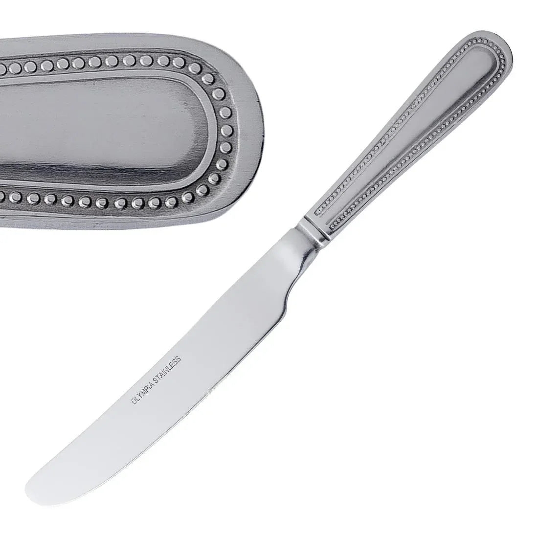 C125 Olympia Bead Solid Handle Table Knife (Pack of 12) - JD Catering Equipment Solutions Ltd