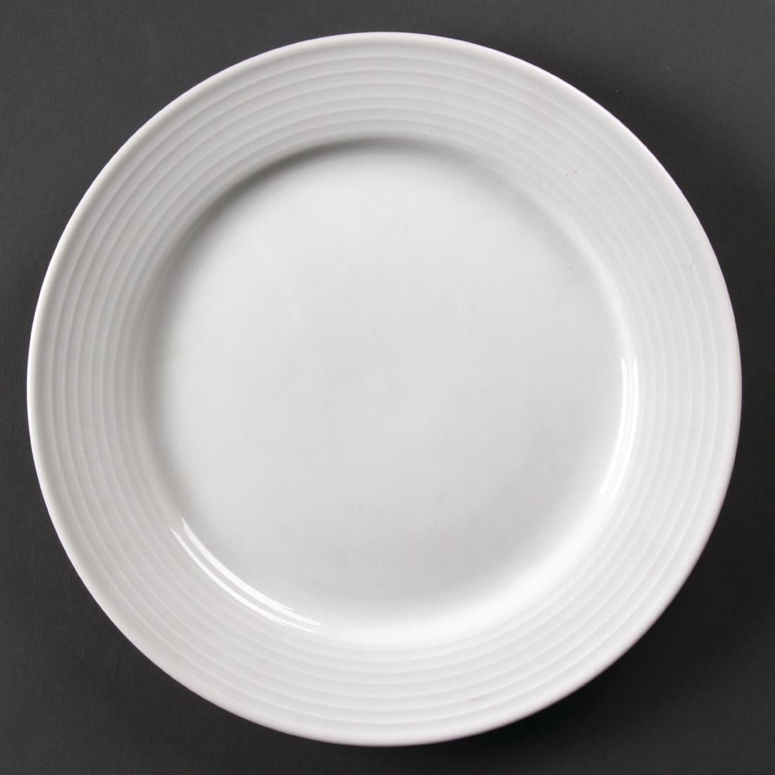 U091 Olympia Linear Wide Rimmed Plates 250mm (Pack of 12)