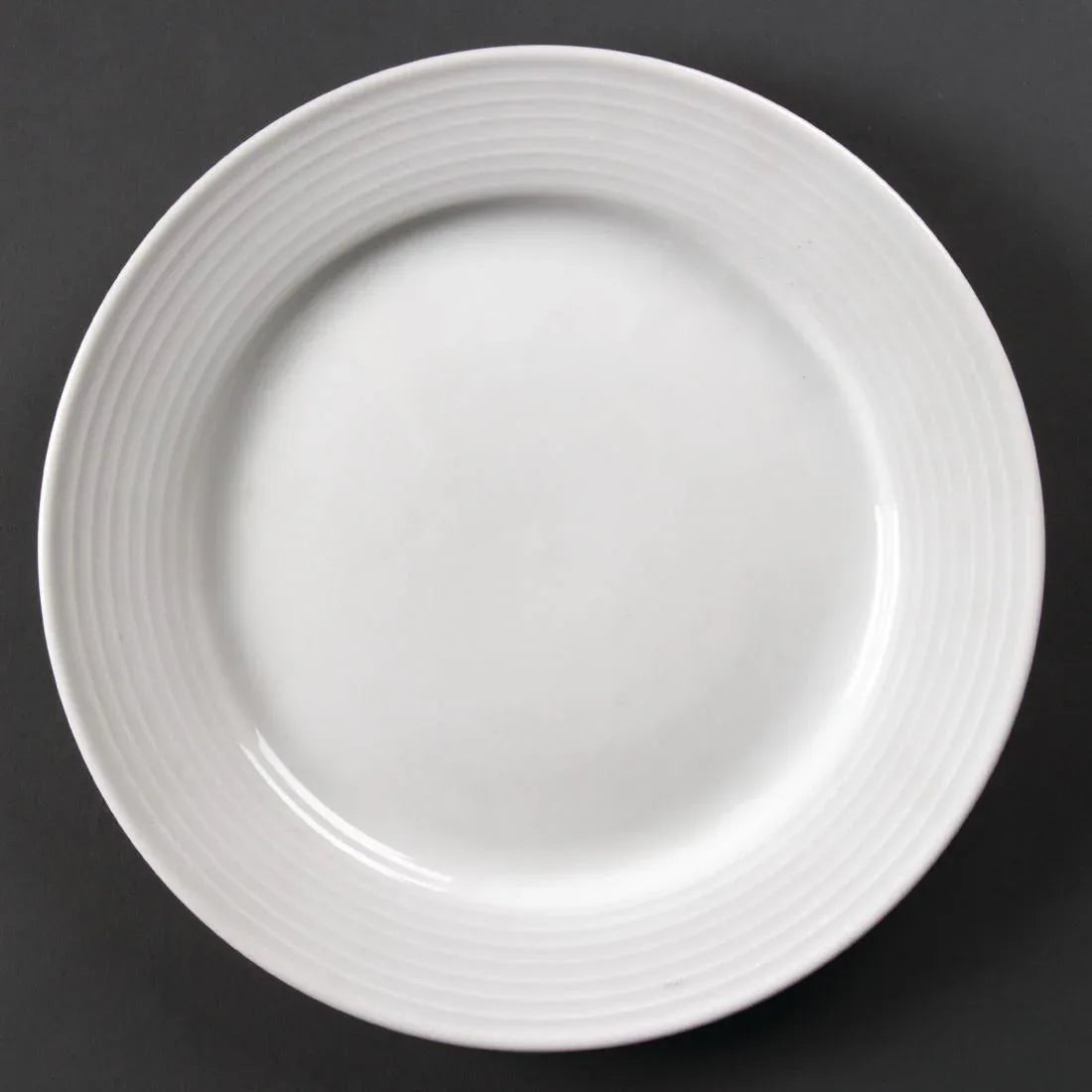U091 Olympia Linear Wide Rimmed Plates 250mm (Pack of 12) - JD Catering Equipment Solutions Ltd