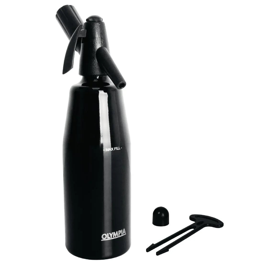 CE341 Olympia Soda Siphon Black 1L - JD Catering Equipment Solutions Ltd