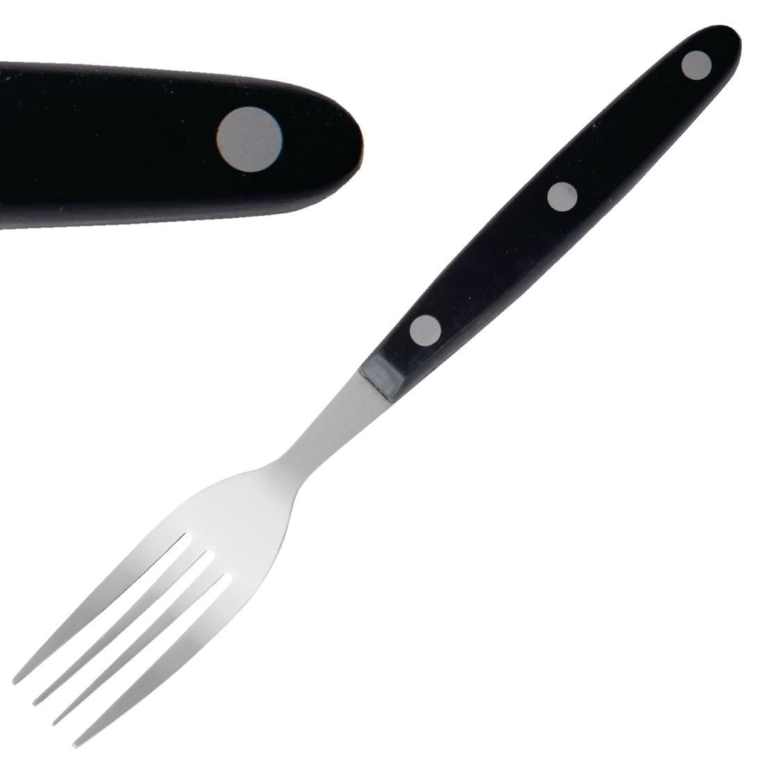 C135 Olympia Steak Forks Black Handle (Pack of 12)