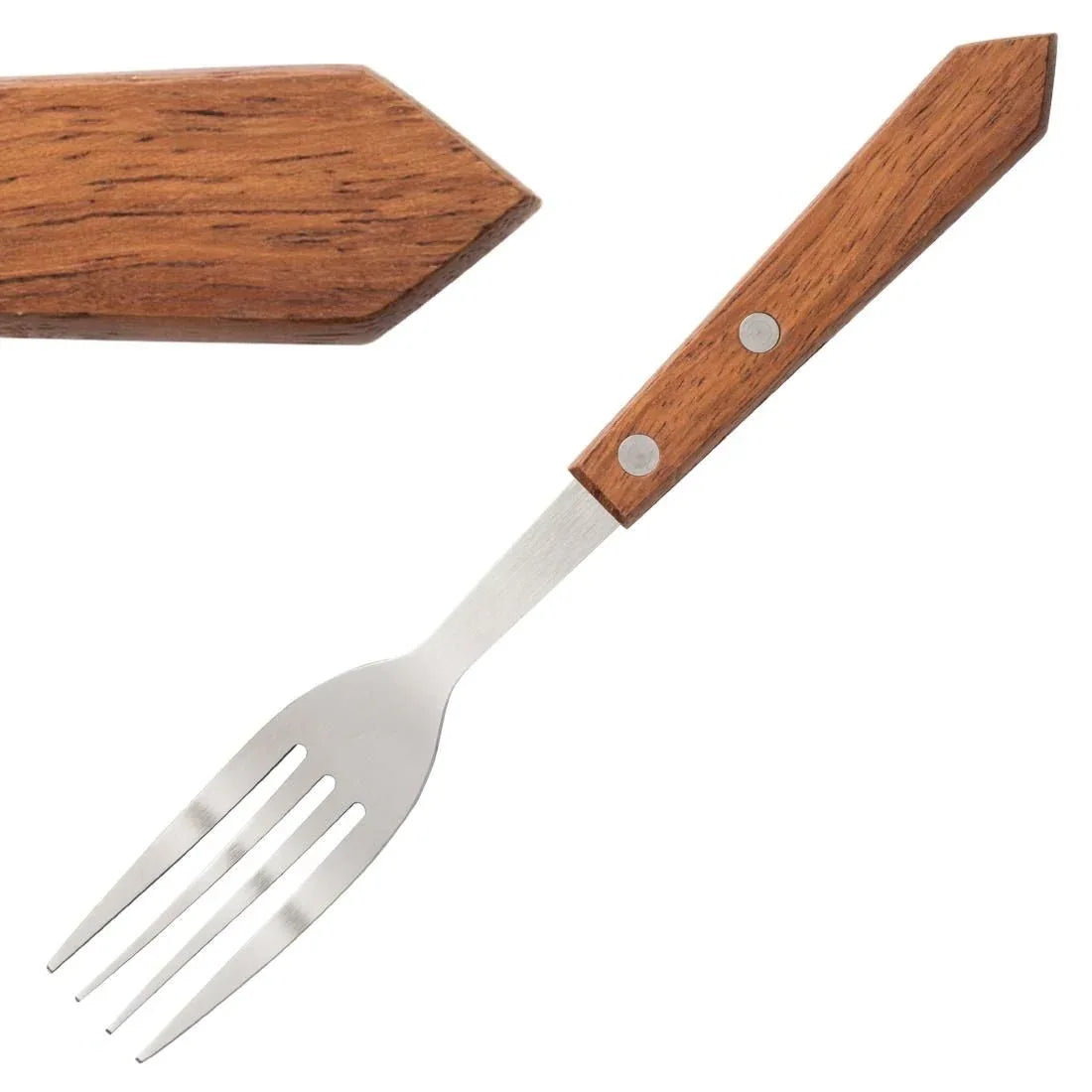 C137 Olympia Steak Forks Wooden Handle (Pack of 12) - JD Catering Equipment Solutions Ltd
