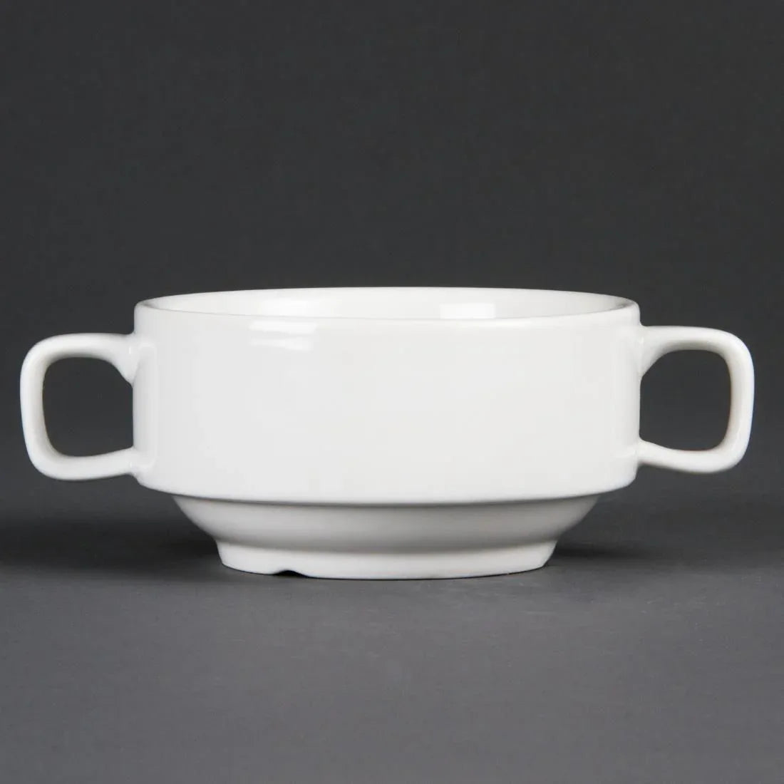C239 Olympia Whiteware Soup Bowls With Handles 400ml (Pack of 6) - JD Catering Equipment Solutions Ltd