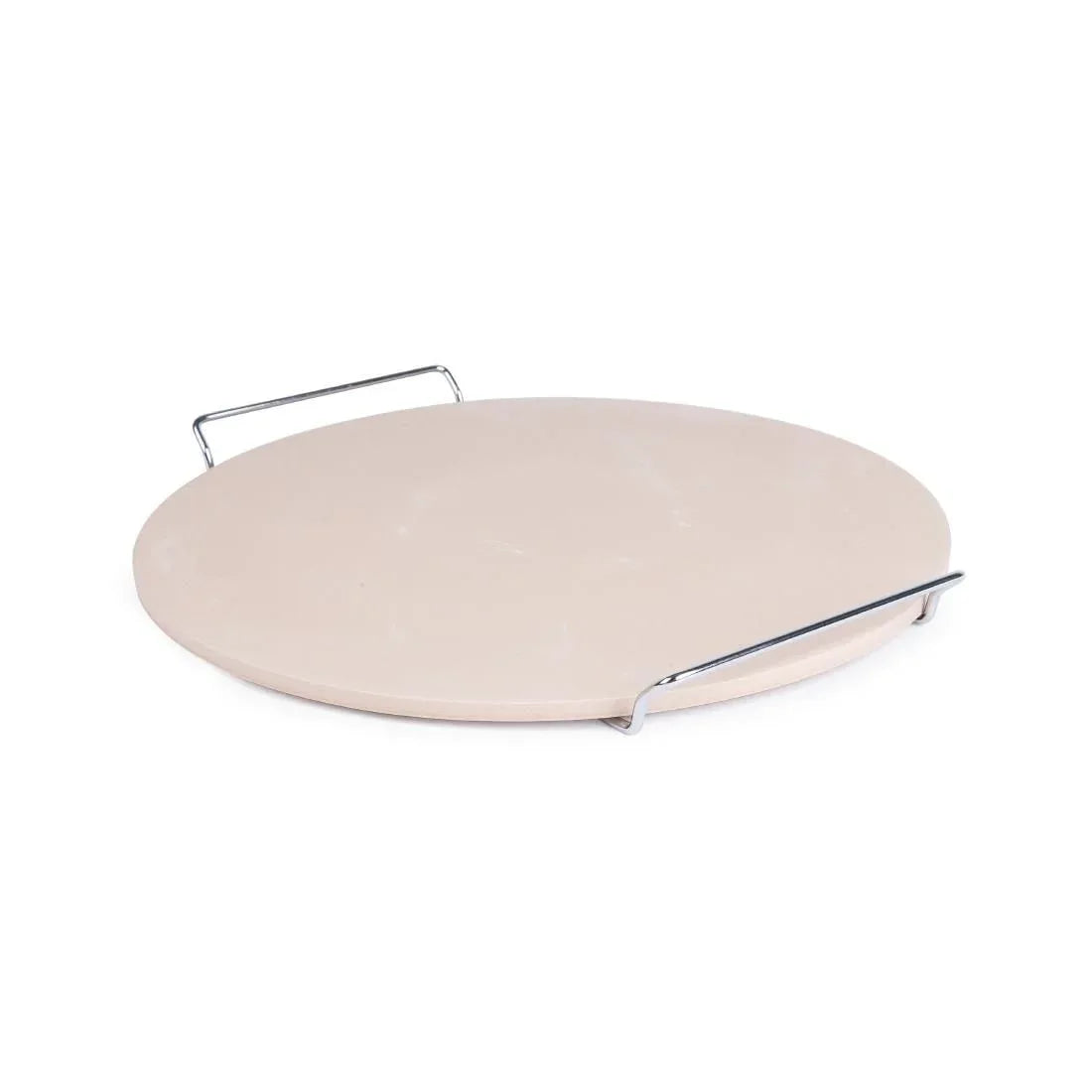 CL714 Round Pizza Stone with Metal Serving Rack