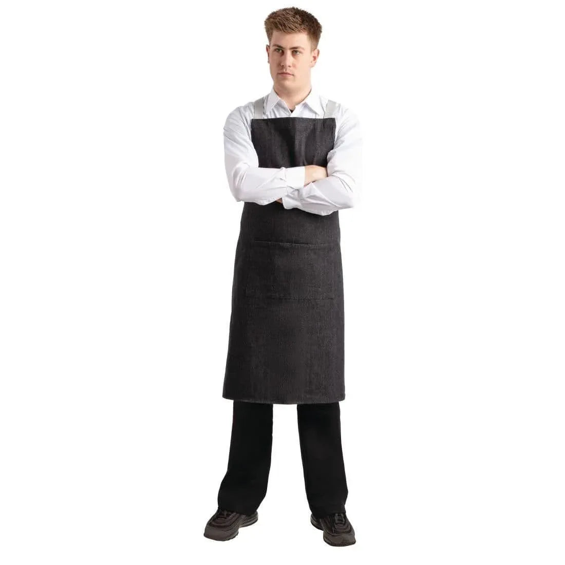 BB057 Southside X-Cross Back Bib Apron Denim Black - JD Catering Equipment Solutions Ltd