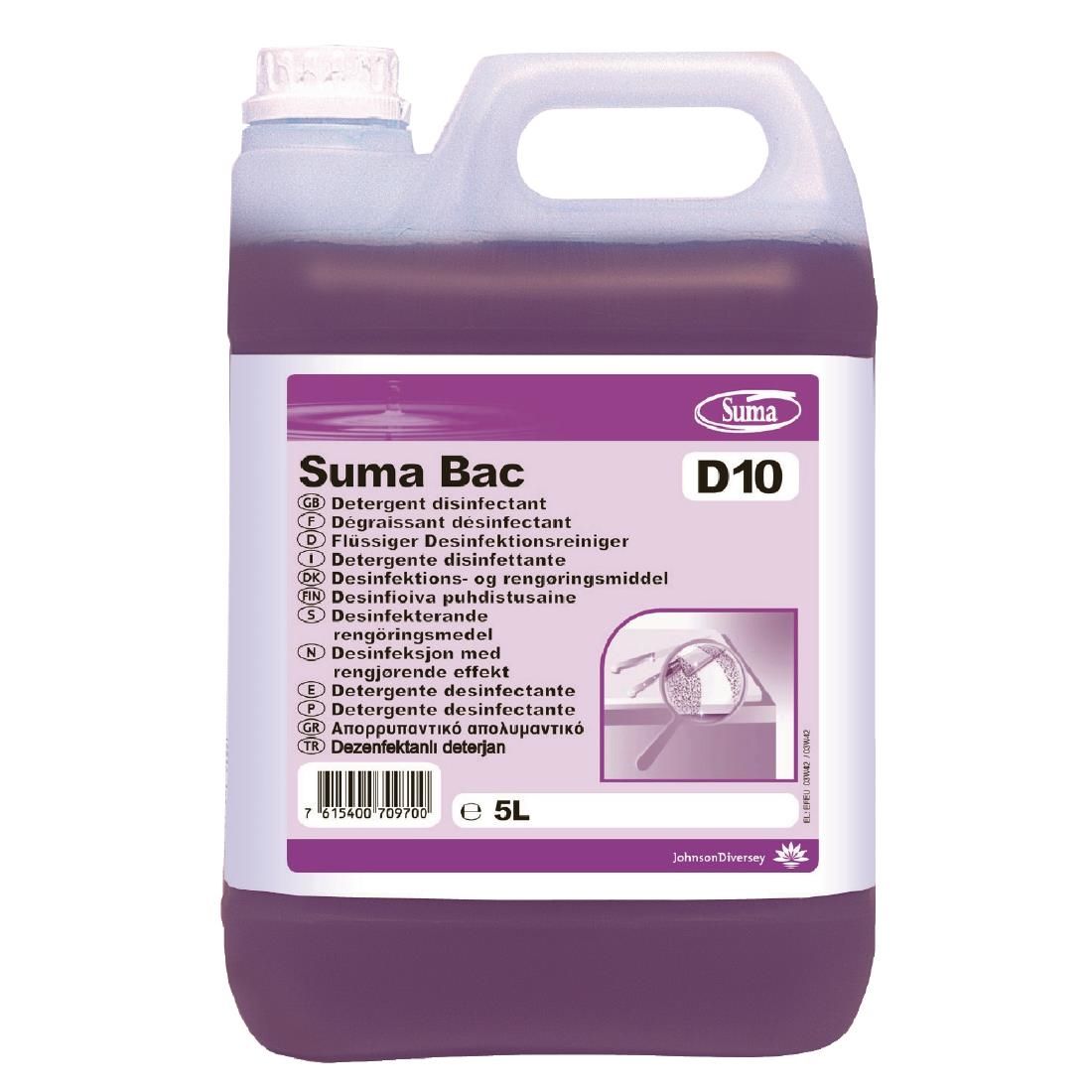 Suma Bac D10 Cleaner and Sanitiser Concentrate 5Ltr (2 Pack)