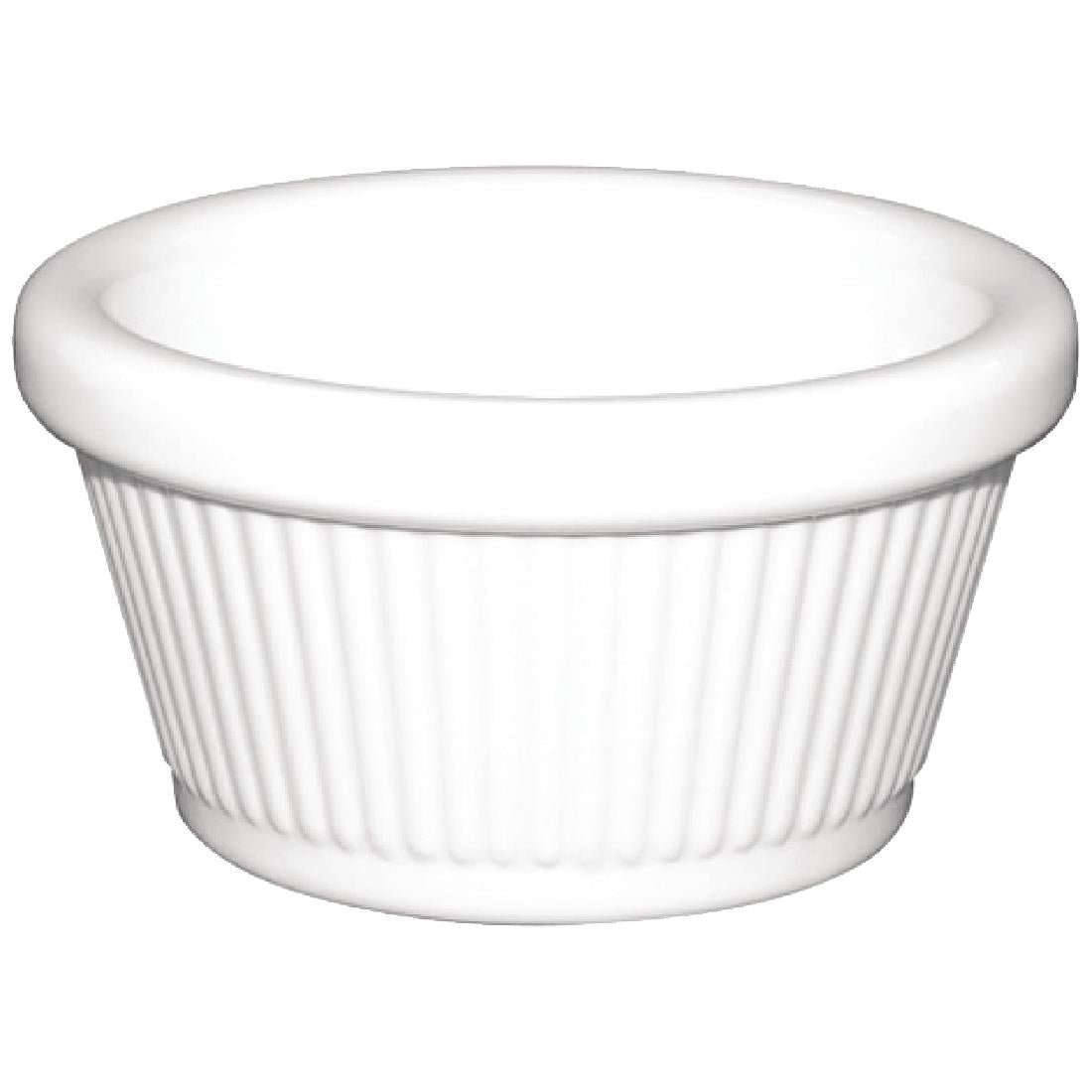 T814 Kristallon Melamine Fluted Ramekins White 76mm (Pack of 12)