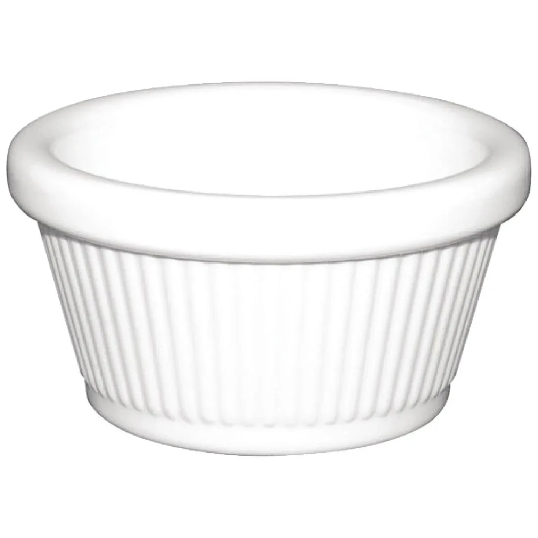 T814 Kristallon Melamine Fluted Ramekins White 76mm (Pack of 12)