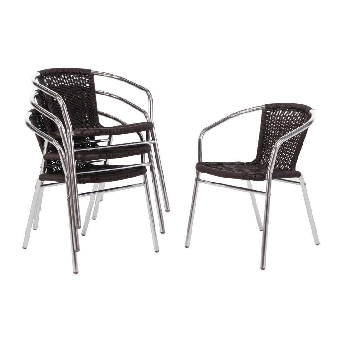 U507 - Bolero Wicker Chair with Aluminium Frame - Black Finish (Pack 4 - JD Catering Equipment Solutions Ltd