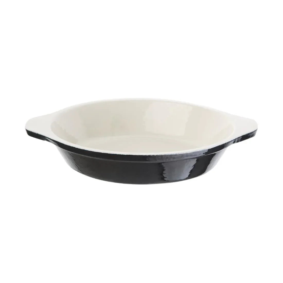 U561 Vogue Black Cast Iron Round Gratin Dish 400ml - JD Catering Equipment Solutions Ltd