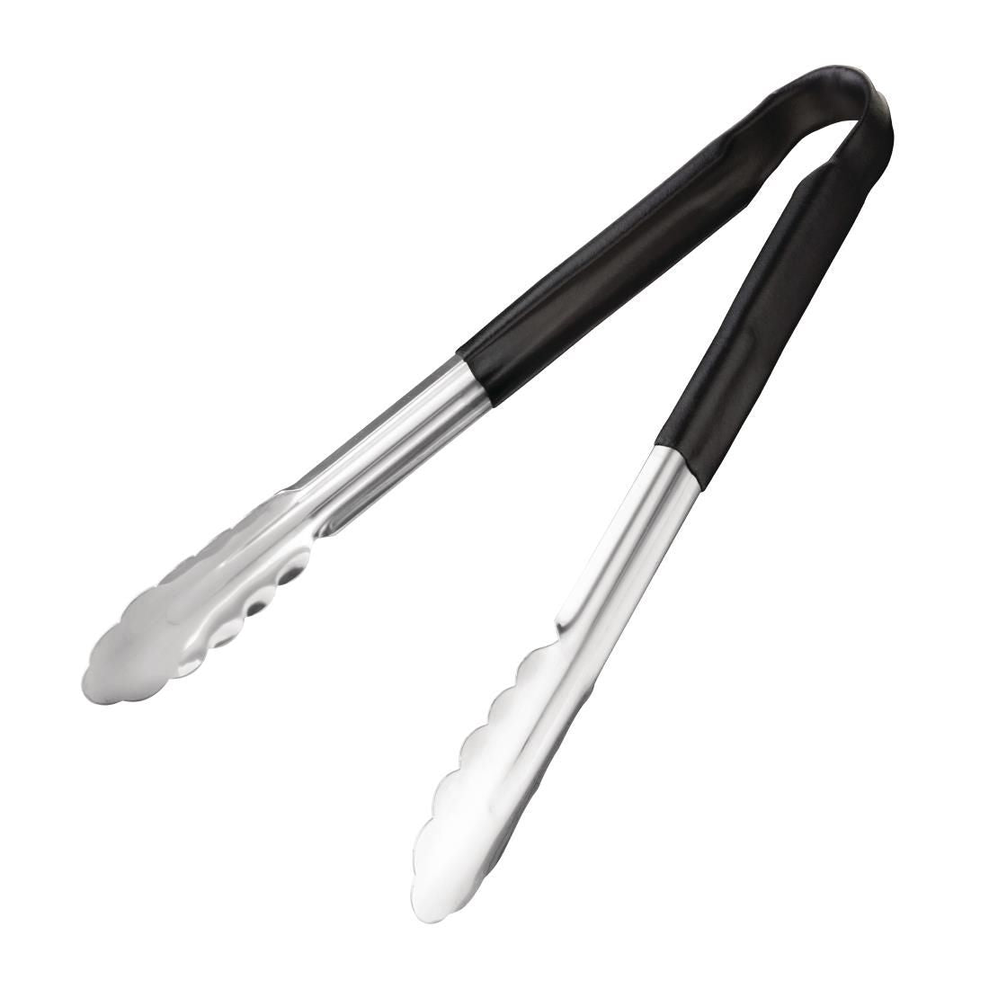 CB153 Hygiplas Colour Coded Black Serving Tongs 300mm