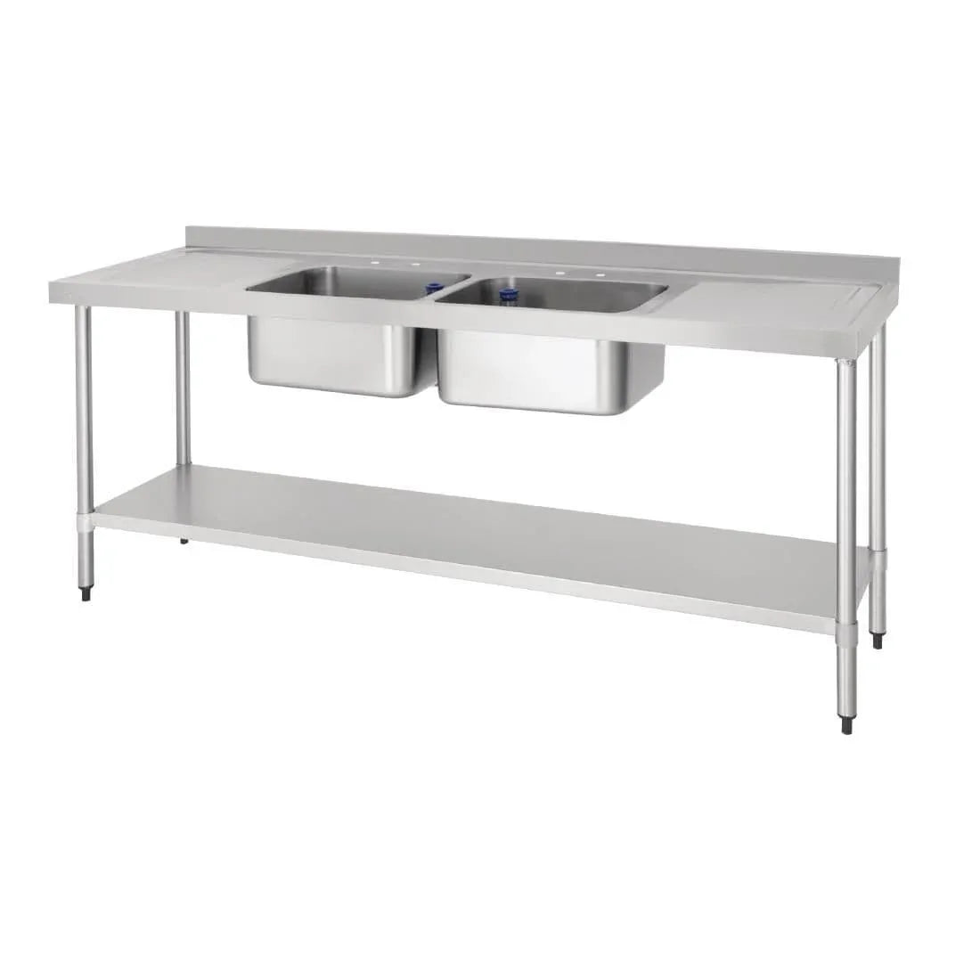 DY829 Vogue Double Sink with Double Drainer 2100mm - JD Catering Equipment Solutions Ltd