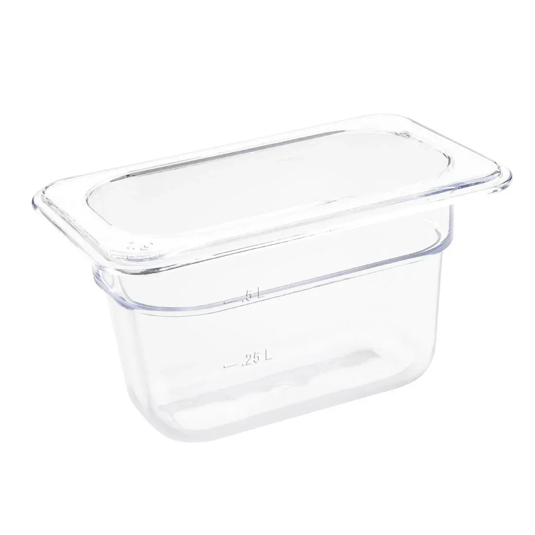 U243 Vogue Polycarbonate 1/9 Gastronorm Container 100mm Clear - JD Catering Equipment Solutions Ltd