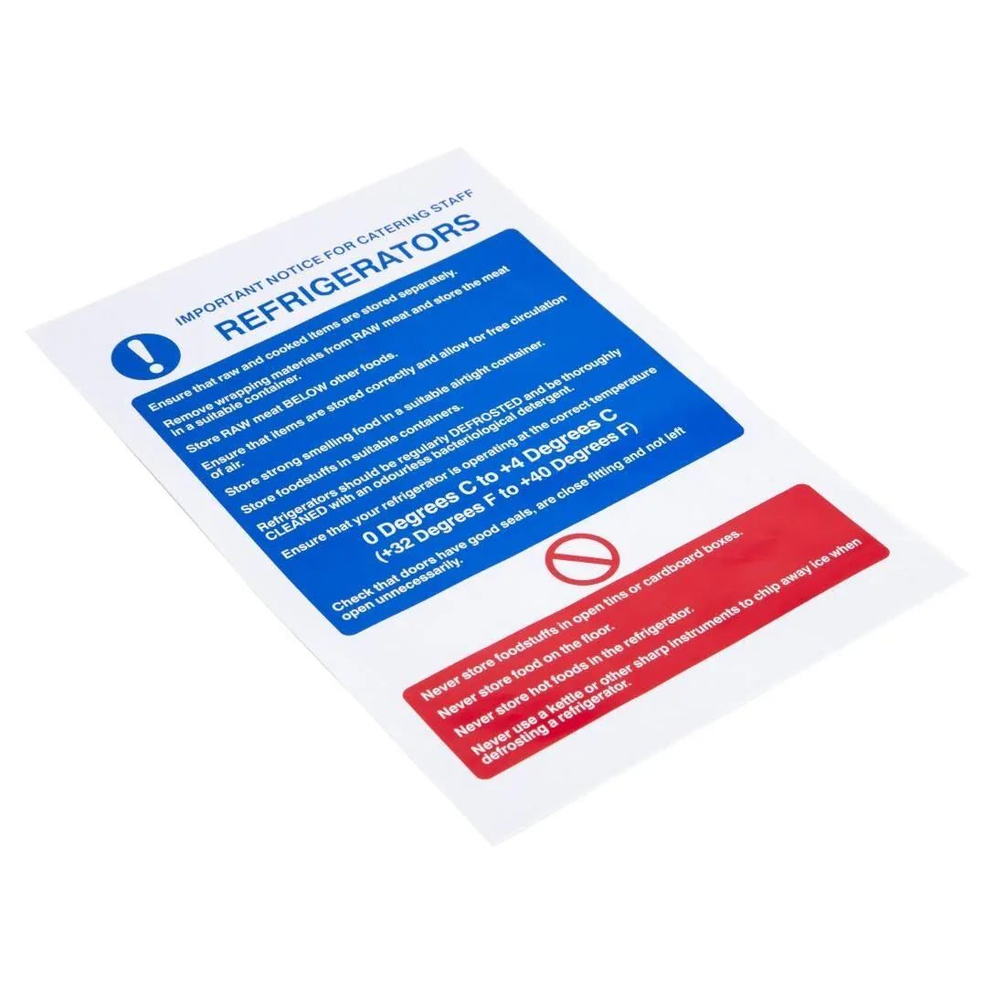 W196 Vogue Refrigerator Guidelines Sign