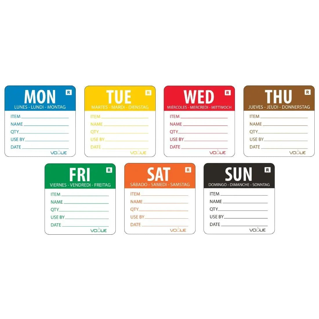 L938 Vogue Removable Day of the Week 50mm Label Set (Pack of 3500) - JD Catering Equipment Solutions Ltd