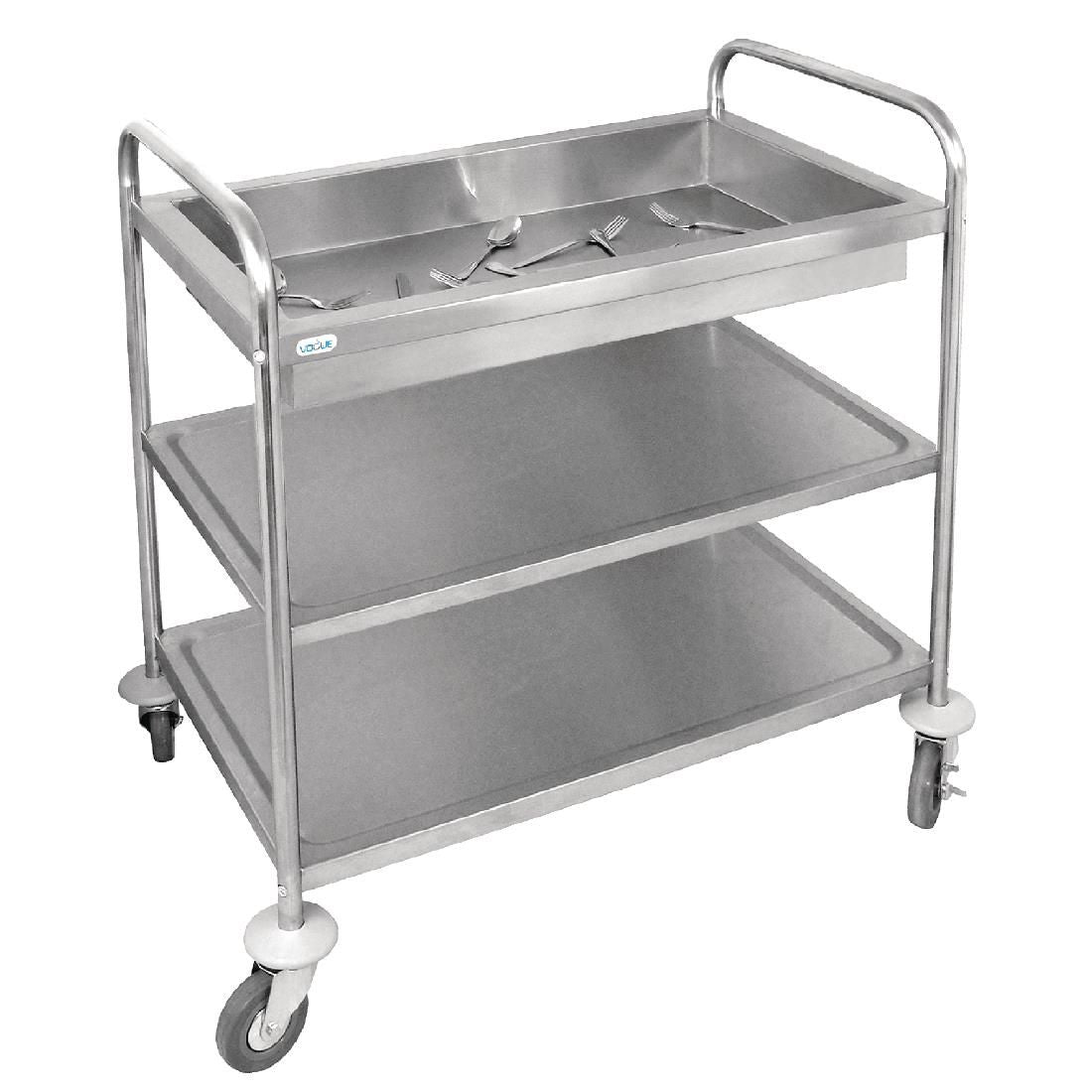 CC365 Vogue Stainless Steel 3 Tier Deep Tray Clearing Trolley