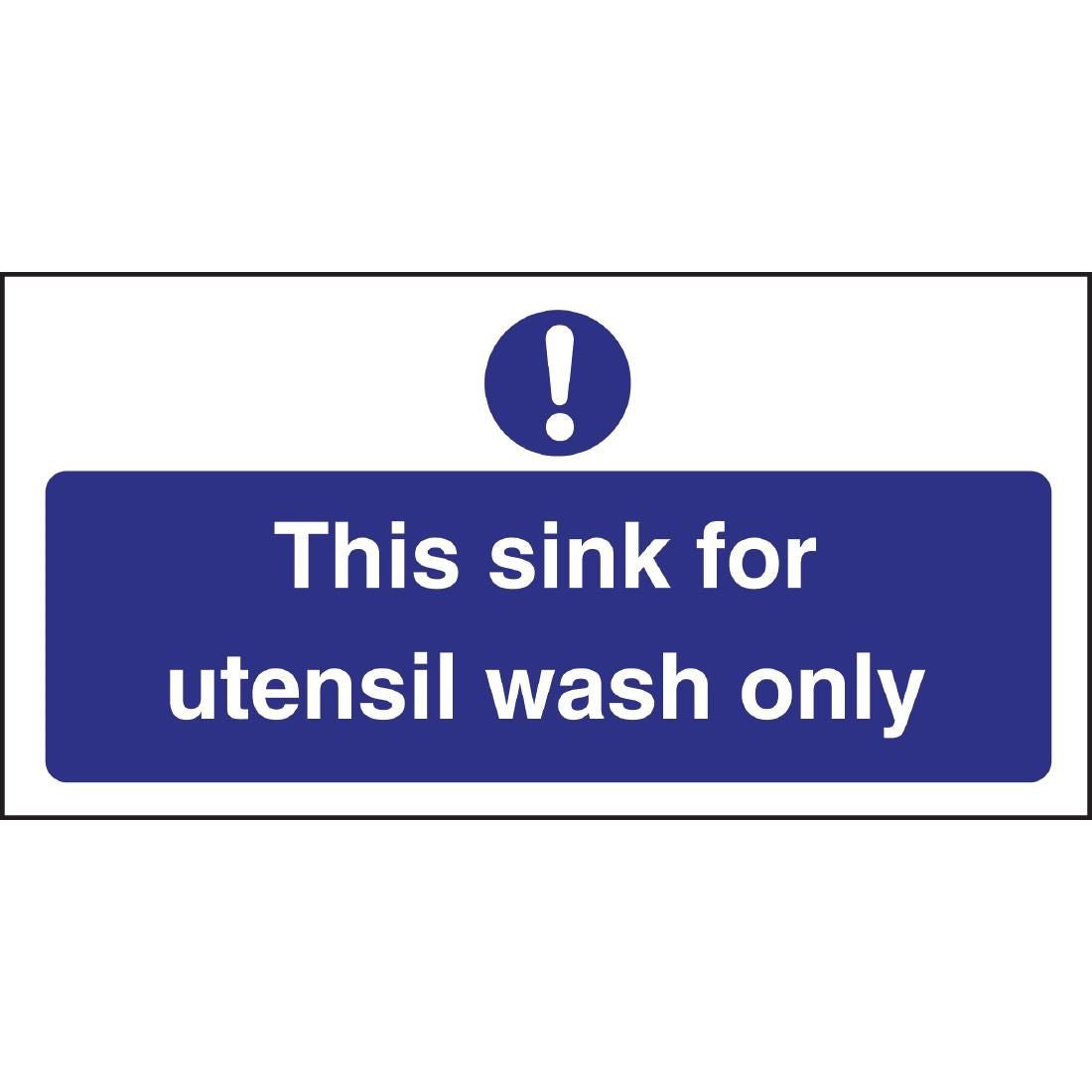 L956 Vogue Utensil Wash Only Sign