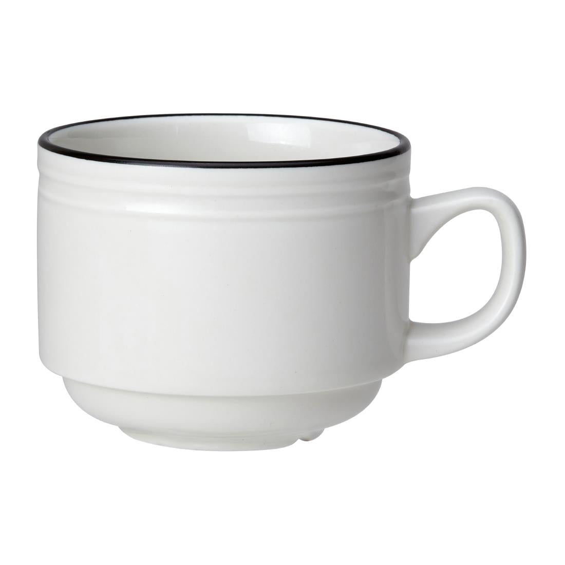 VV2681 Steelite Bead Black Band Stacking Cups 200ml (Pack of 12)