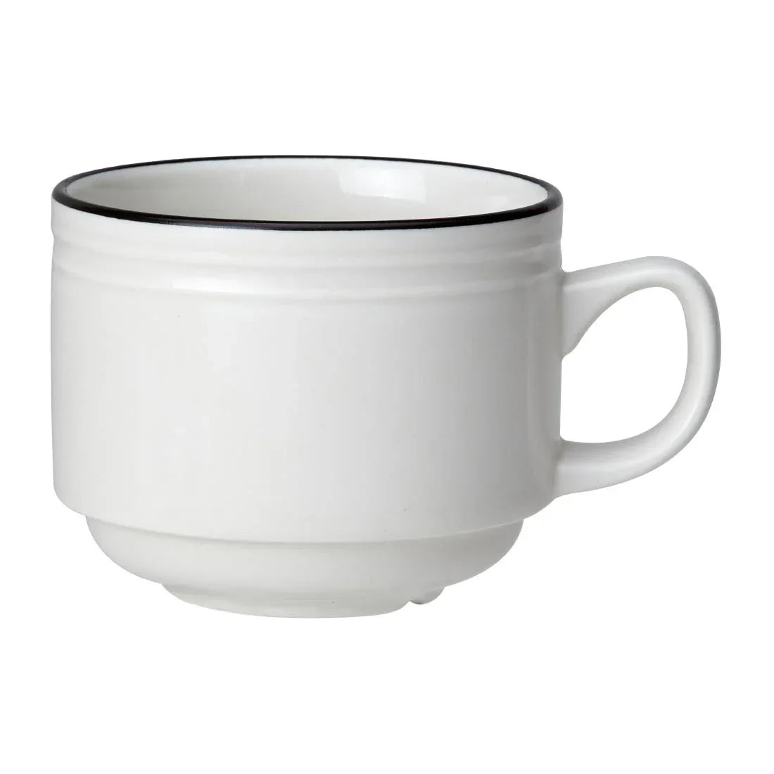 VV2681 Steelite Bead Black Band Stacking Cups 200ml (Pack of 12) - JD Catering Equipment Solutions Ltd