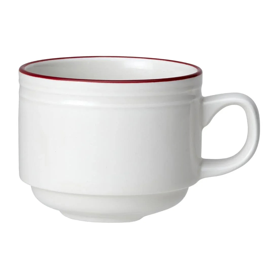 VV2692 Steelite Bead Maroon Band Stacking Cups 200ml (Pack of 12) - JD Catering Equipment Solutions Ltd