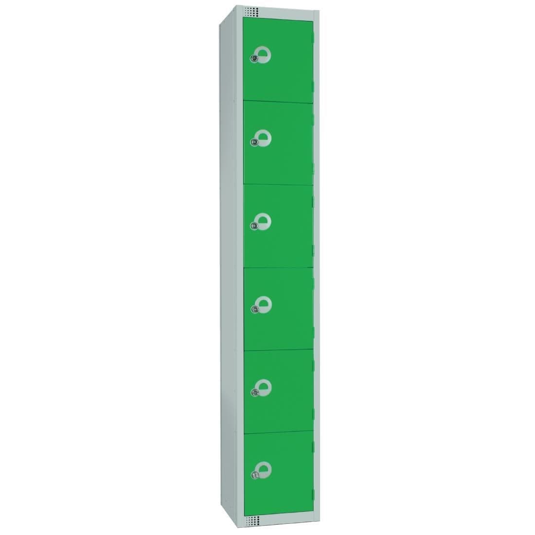 W958-CNS Elite Six Door Coin Return Locker with Sloping Top Green