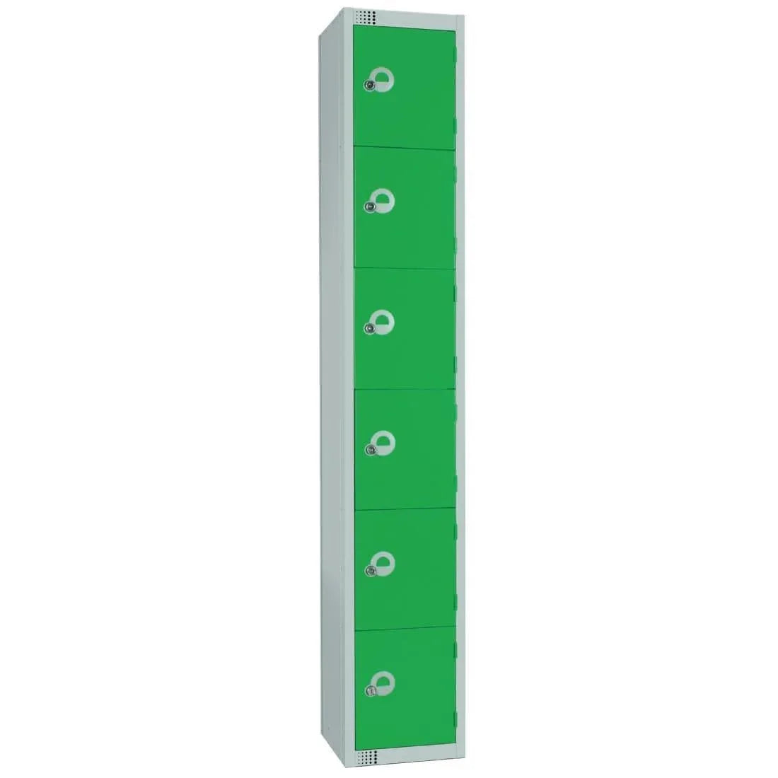 W958-CNS Elite Six Door Coin Return Locker with Sloping Top Green - JD Catering Equipment Solutions Ltd