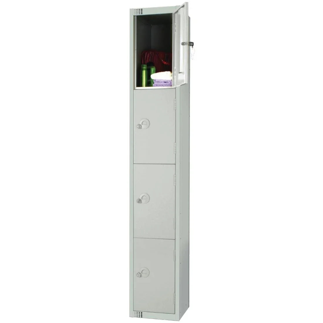 W962-CNS Elite Four Door Coin Return Locker with Sloping Top Grey - JD Catering Equipment Solutions Ltd