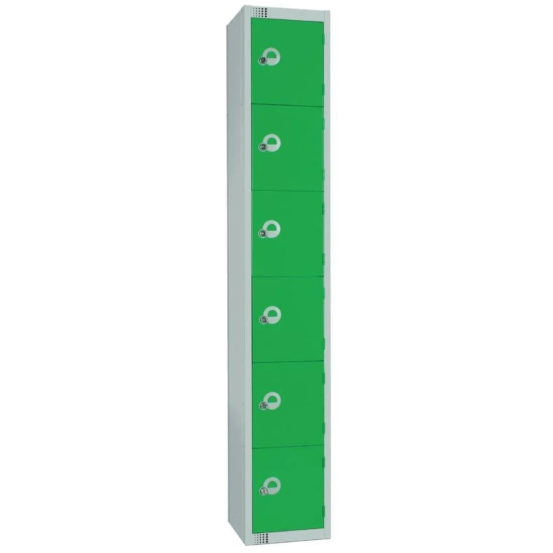 W988-CNS Elite Six Door Coin Return Locker with Sloping Top Green - JD Catering Equipment Solutions Ltd