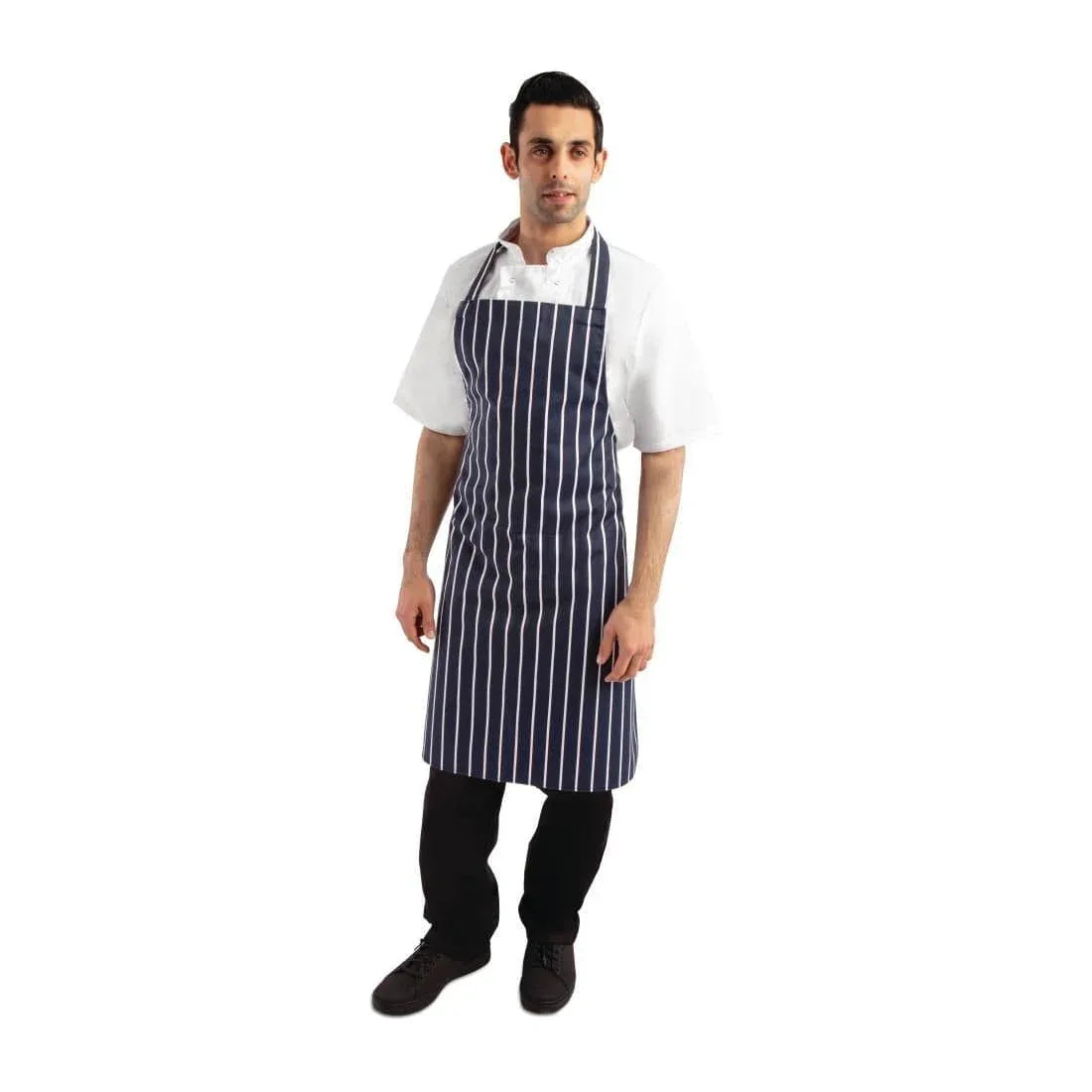 A530 Whites Butchers Apron Stripe Blue - JD Catering Equipment Solutions Ltd