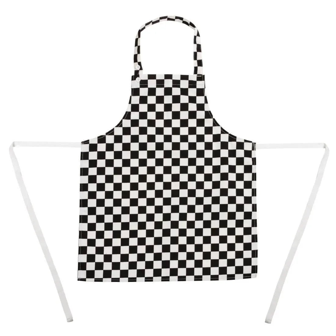 B357 Whites Childrens Bib Apron Big Black and White Check - JD Catering Equipment Solutions Ltd