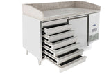 Atosa EPF3490GR Pizza Prep Counter 1 Door + 7nr Ambient Drawers, Marble Top