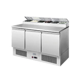 Ice-A-Cool ICE3853GR 3 Door Refrigerated Saladette Prep Counter 380 Litres 6 x GN 1/6 Pans - JD Catering Equipments Ltd