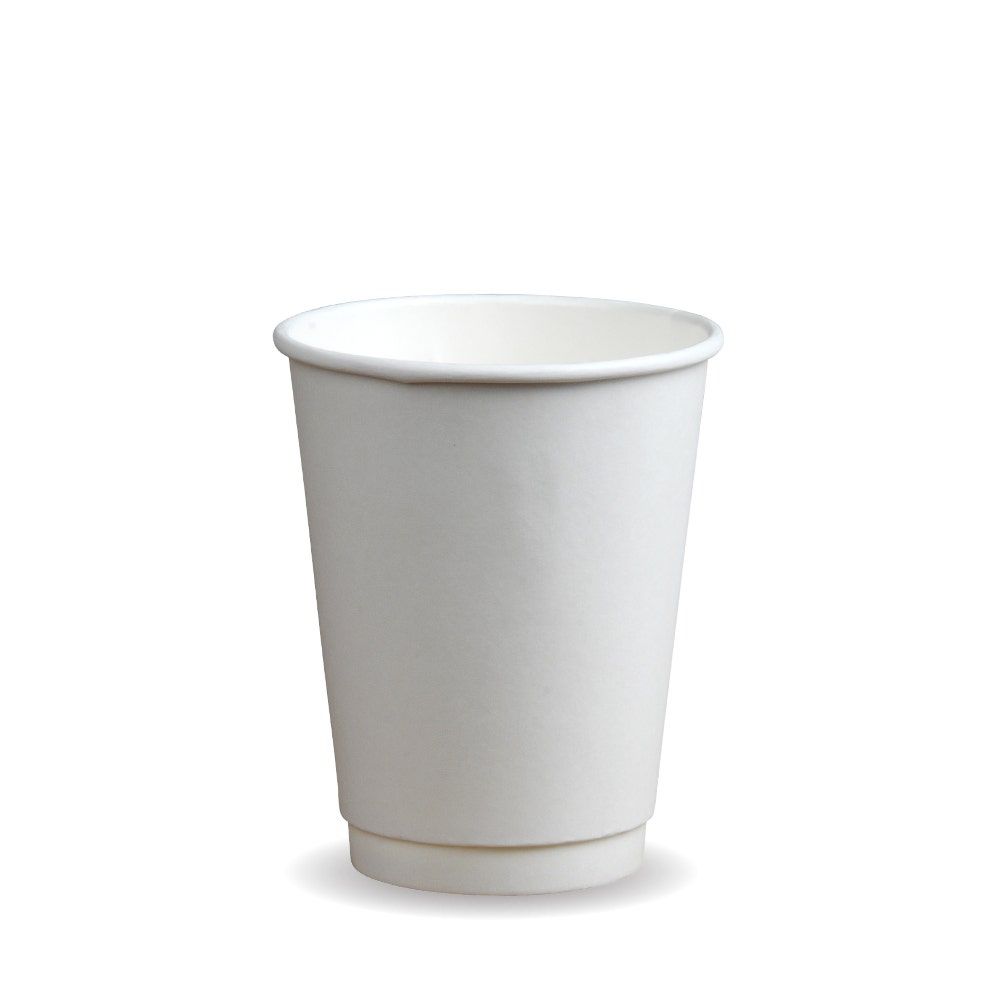 Double Wall BioCup - Aqueous Stone - Panelled - 390ml / 12oz (90mm) - 1000/ctn - stone - BioPak commercial catering consumable