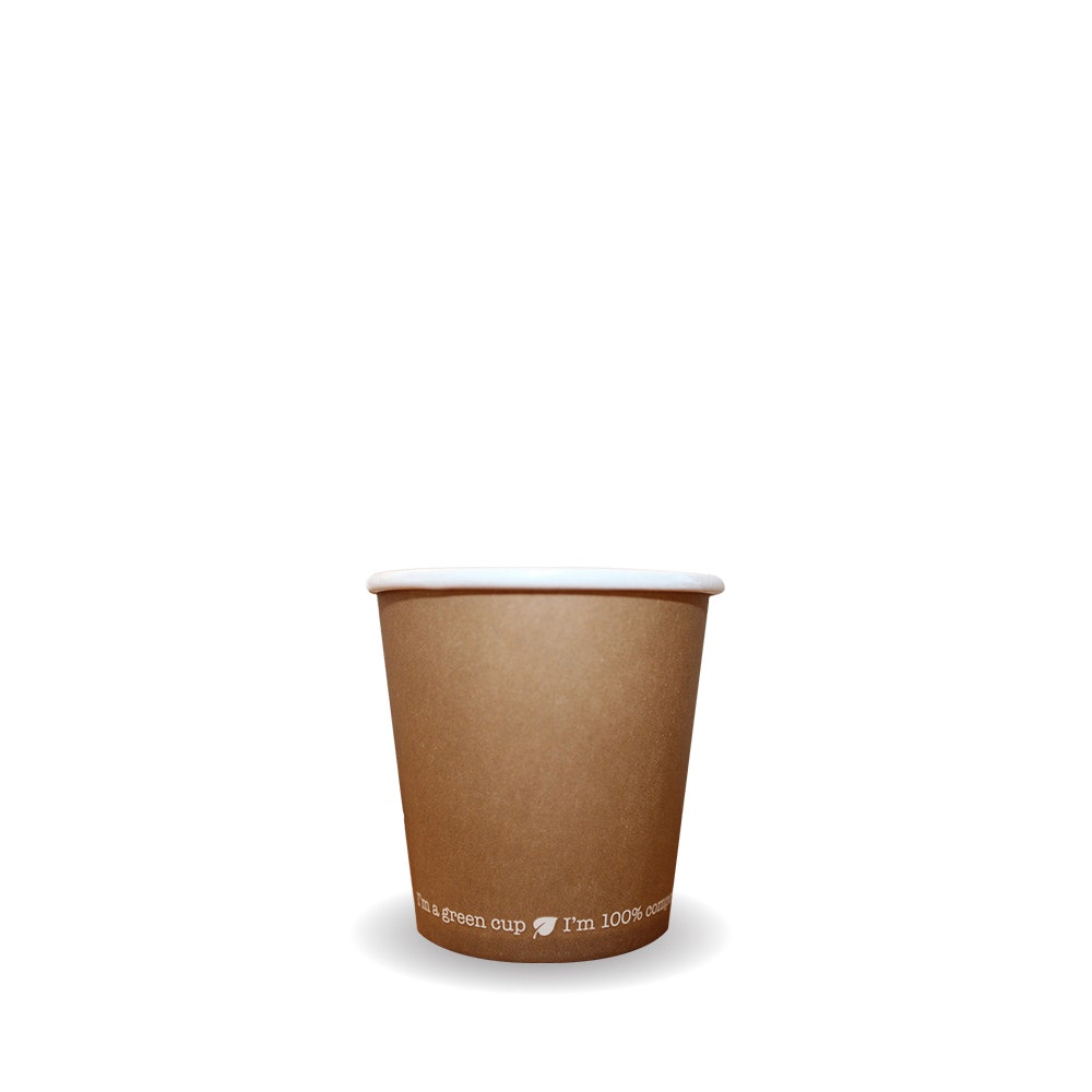 Single Wall BioCup - Kraft - 120ml / 4oz (62mm) - 1000/ctn - kraft - BioPak commercial catering consumable