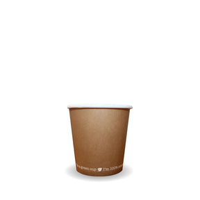 Single Wall BioCup - Kraft - 120ml / 4oz (62mm) - 1000/ctn - kraft - BioPak commercial catering consumable