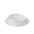 Small PLA BioCup Lid - White - 6 & 8oz (80mm) - 1000/ctn - white - BioPak commercial catering consumable