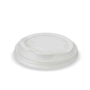 Large PLA BioCup Lid - Opaque - 12 & 16oz (90mm) - 1000/ctn - white - BioPak commercial catering consumable