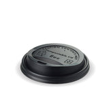 Small PLA BioCup Lid - Black - 6 & 8oz (80mm) - 1000/ctn - black - BioPak commercial catering consumable
